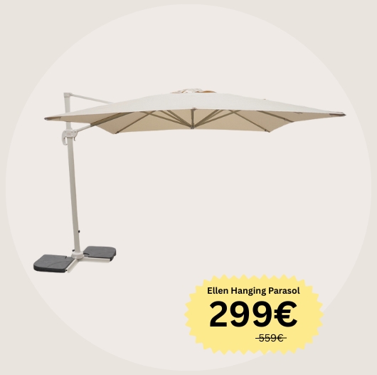 Ellen Hanging Parasol BEIGE – 3x3 m